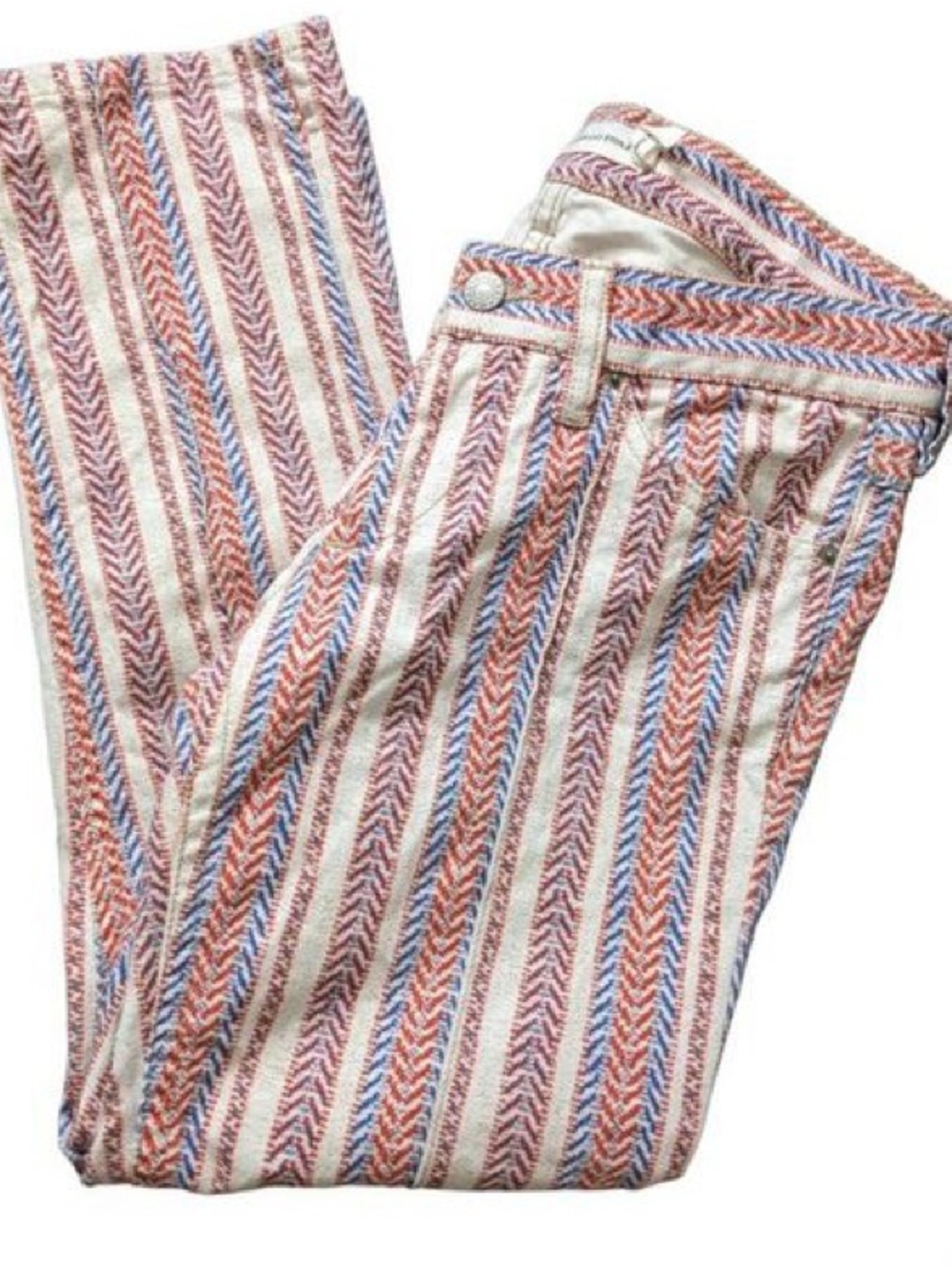 Isabel Marant Striped Cream, Red & Blue Patterned Pants